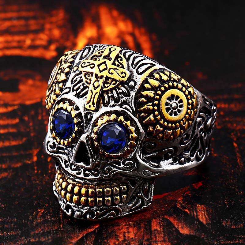 Personalized Men's Titanium Band Ring with Iron Warrior Punk Pattern for Easter and Wedding