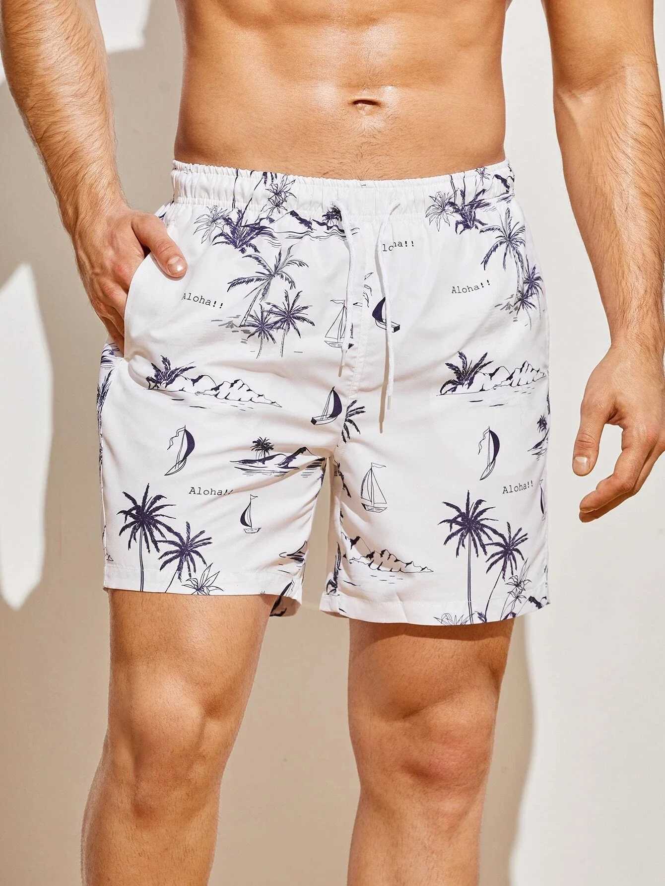 Mens 3d Coconut Tree Printed Swimsuit Swimming Shorts Summer Soft And Breathable Polyester Beach Shorts Surfing Shorts J250515LFT1