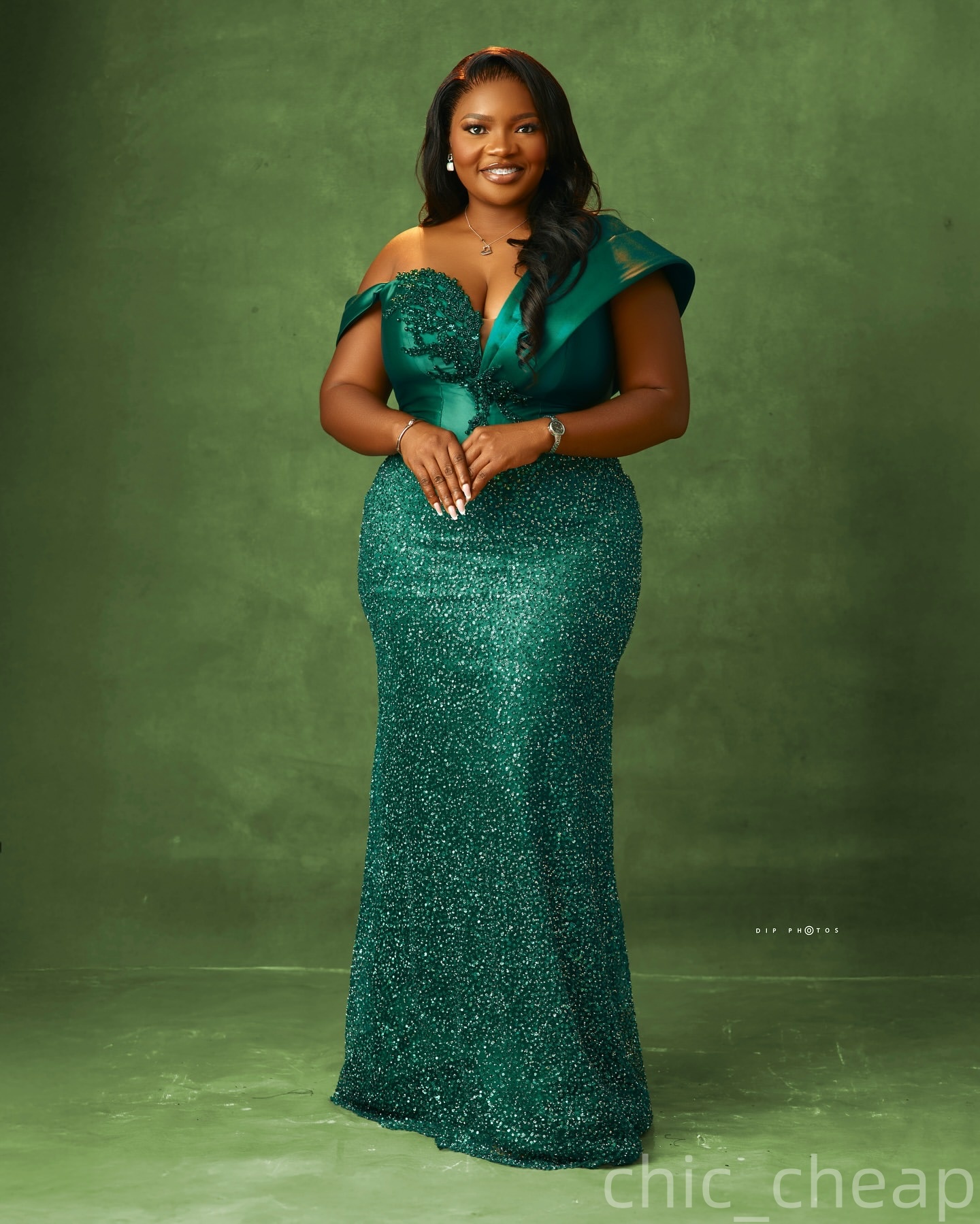 Mermaid Dark Green Plus Size Prom Dresses 2025 Sequined Beaded One Shoulder Evening Formal Party Second Birthday Engagement Gowns Dress For Special Oc
