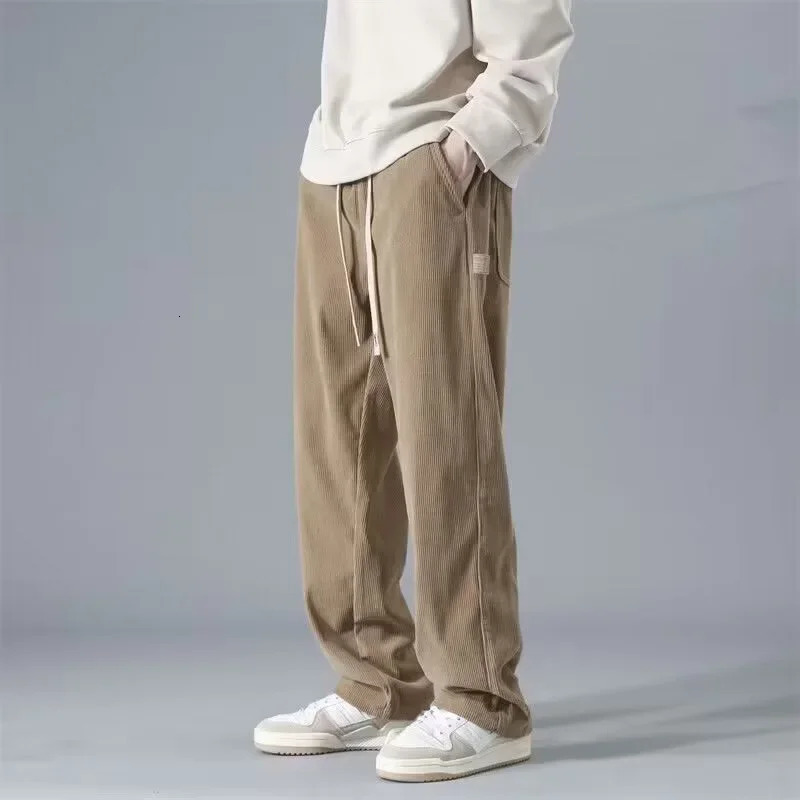 Vintage Corduroy Mens Pants American Style Straight-Leg Bell Bottoms Heavy Draped Loose-Fit Casual Trousers For Spring And Autu 250519