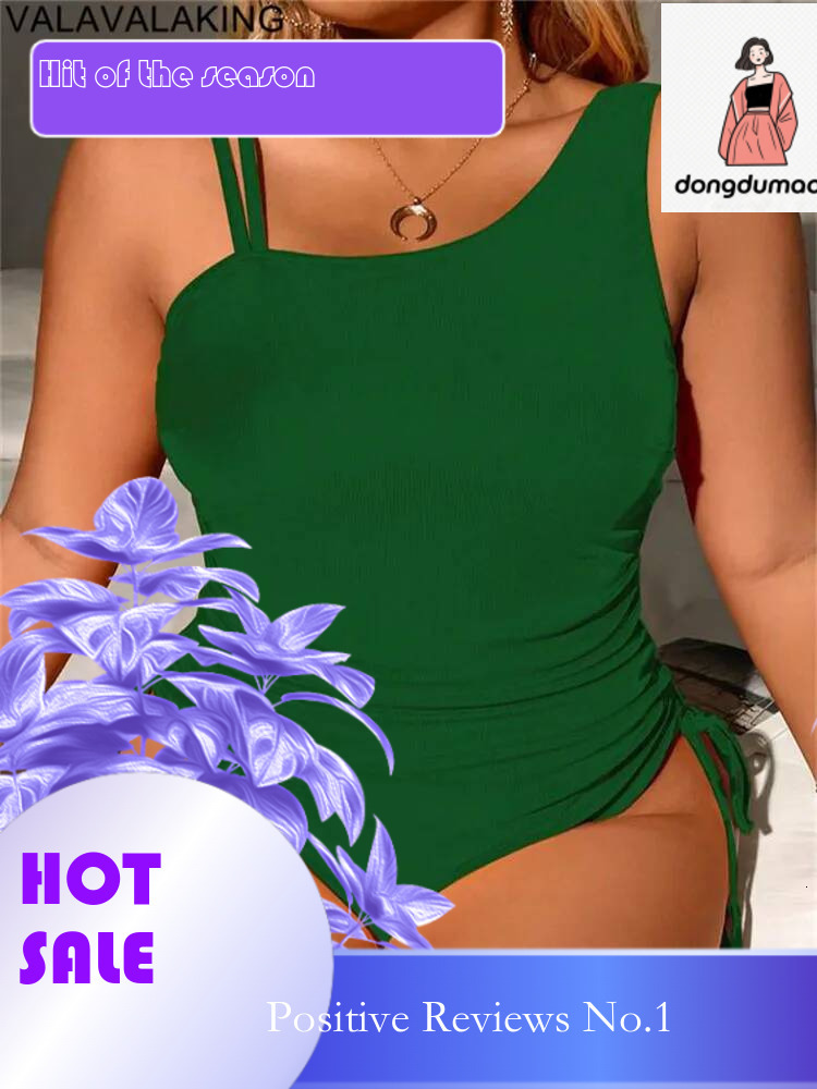 dongdumaoyi Sexy Solid Strapped Plus Size Swimwear Women Push Up Hollow Large One Piece Swimsuit Beach Lady Chubby Curvy Bathing Suit
