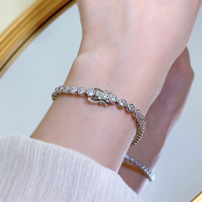 New S925 Silver Luxury High Carbon Diamond Tennis Bracelet Minimalist Full Diamond Chic Fashion Jewelry for Women