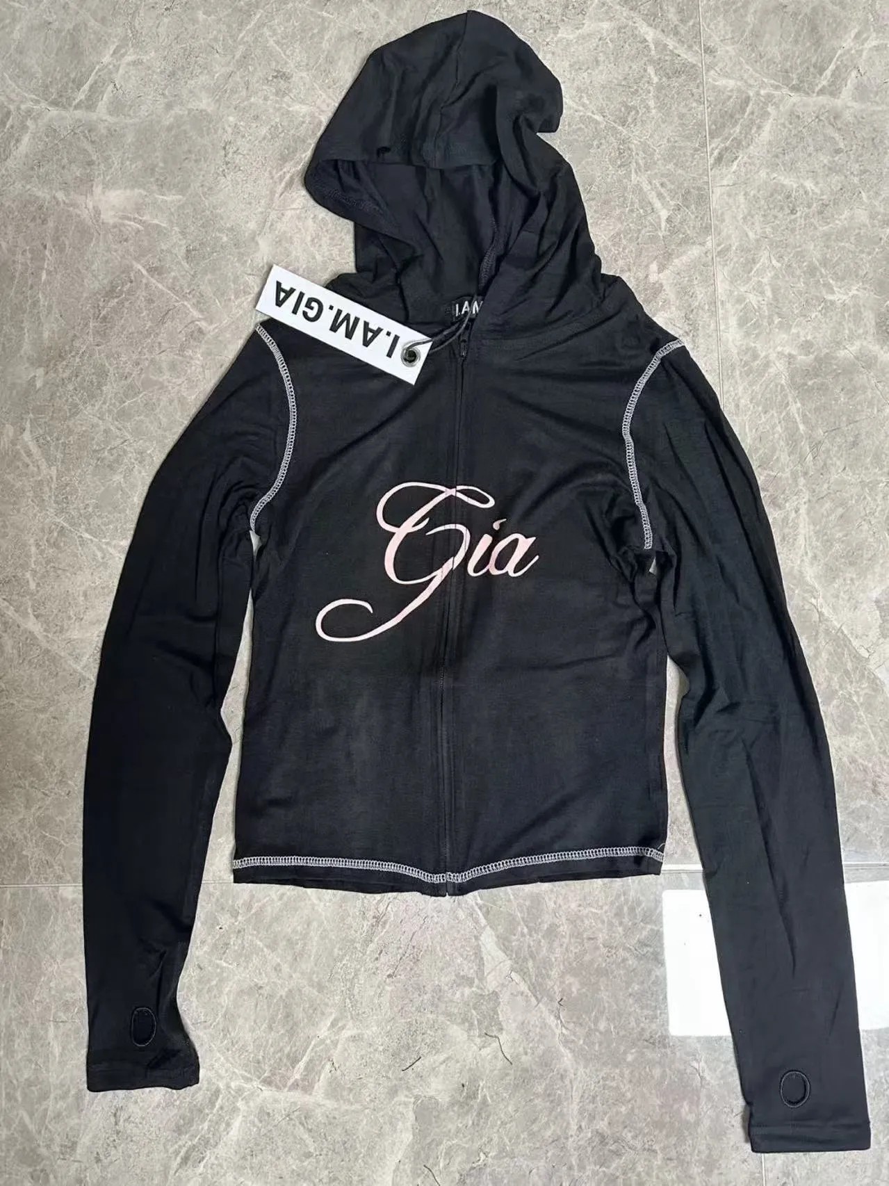 Designer iam gia Women's Tracksuits Thicken Two 2 Piece Set Outfits For Women Flared Pants Zip-up Cap Long Sleeve High Spring Top & Low Waist Mic