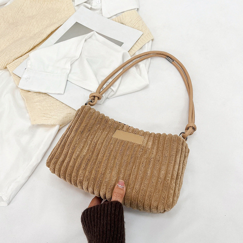 Free Delivery Designer Bag Winter Fashion Commuter 2025 Large Capacity Simple Corduroy Hairy Single Shoulder Underarm Bag For Women Luxury Bag