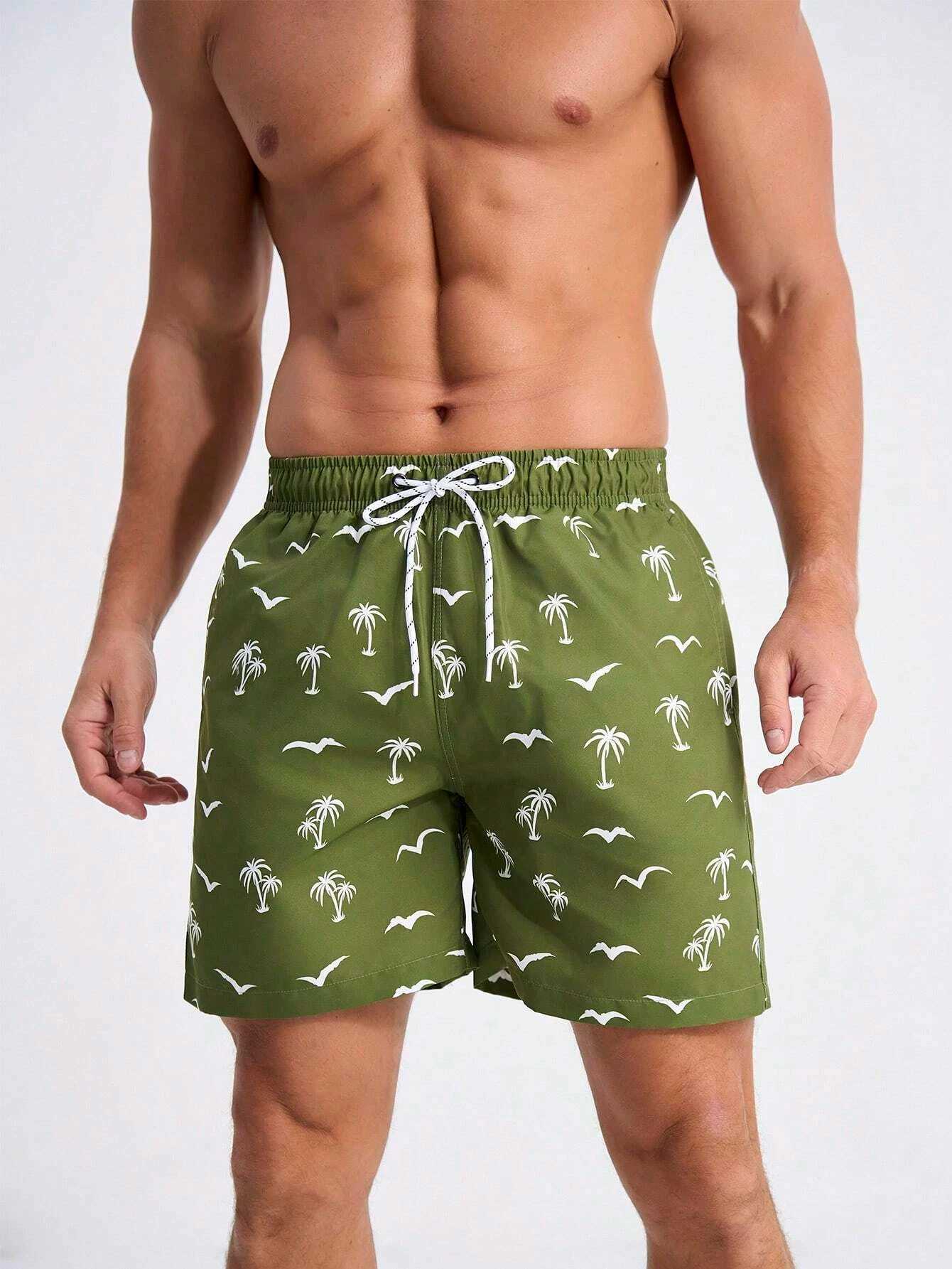Mens Board Shorts Swim Shorts Swim Trunks Drawstring Elastic Quick Dry Short Beach Hawaiian Casual Black White Micro-elastic J250515659S