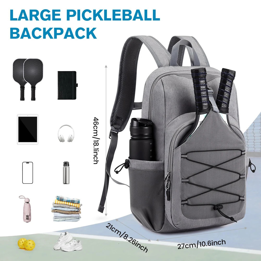 Pickleball Paddle Bag with Hanging Hook Breathable Sports Backpack Large Capacity Portable Racket Rucksack Daily Commuting Bag 250513