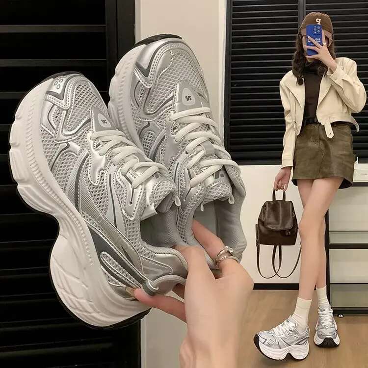 Casual Shoes for Women Spring And Summer Thick Bottom Sneakers Mesh Show Feet Small Outdoor Sneaker