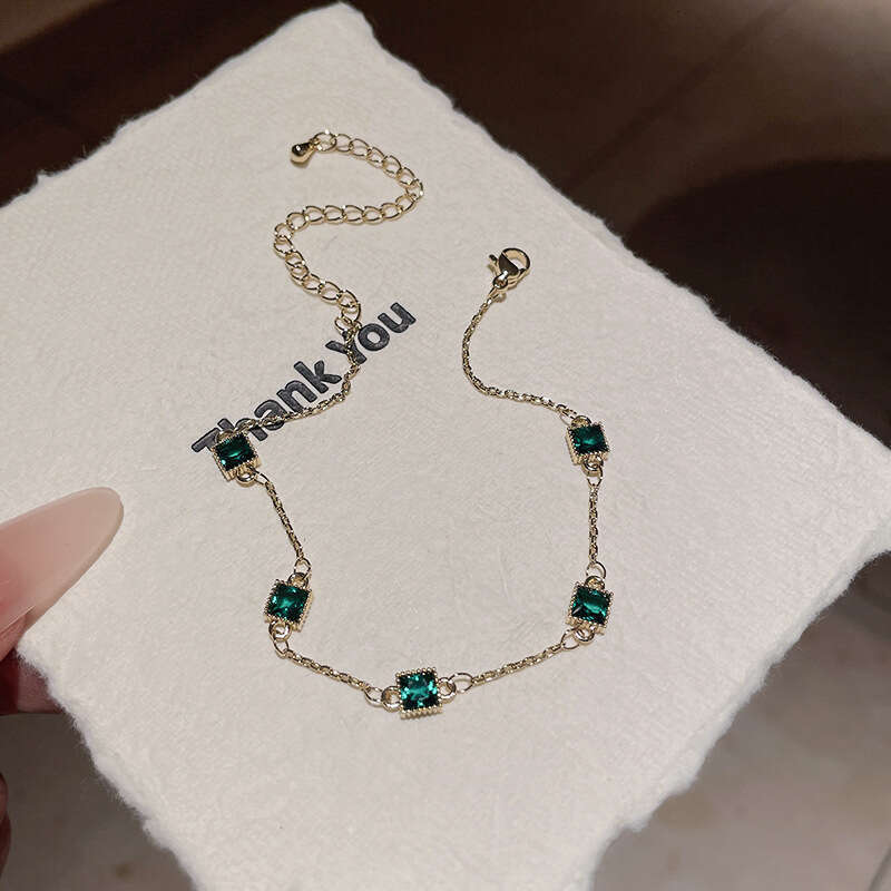 designer bracelet Real gold electroplated square zircon Korean light versatile bracelet, high-end and exquisite new style of jewelry
