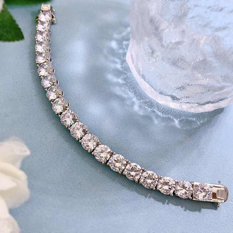 New 925 Sterling Silver High Carbon Diamond 8.0mm Luxury Bracelet for Men and Women, Perfect for Cross-Border Fashion Jewelry