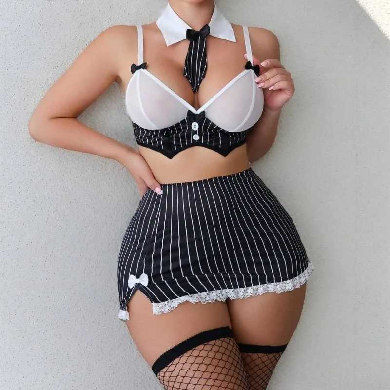 Teacher Cosplay Sexy Lingerie Set 6-Piece Striped Underwear Desire Sexy Disguise Role-Playing Suit Underwear Sets R250520
