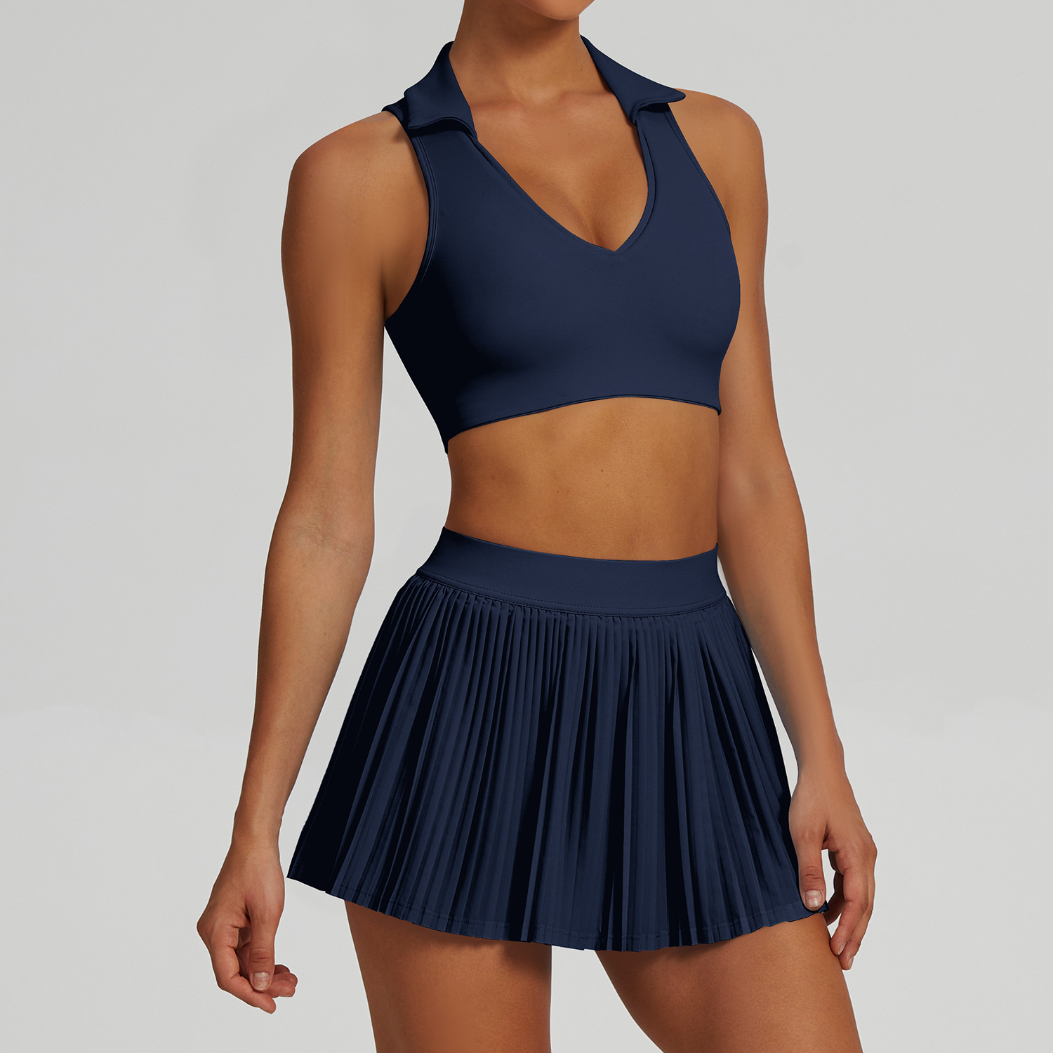 Summer outdoor leisure fitness breathable back yoga set, short skirt tennis suit for women