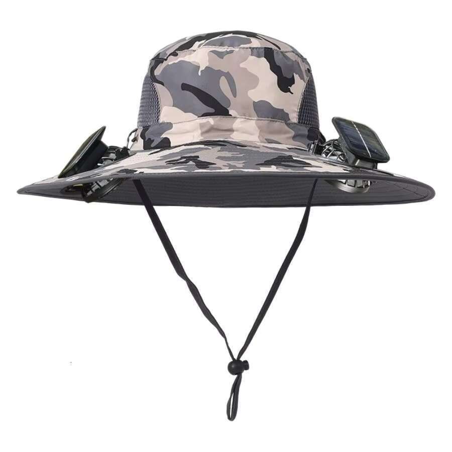 Detachable Solar Charging Fan Built in Wide Brimmed Summer Outdoor Sun Men Mountaineering Fishing Visor Hat