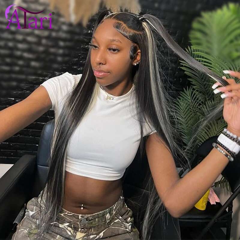 13x6 Frontal Body Wave Human Hair Wigs Blonde 27 with Black Pre Plucked 13x4 Highlight Transparent Lace Front Wig for Women