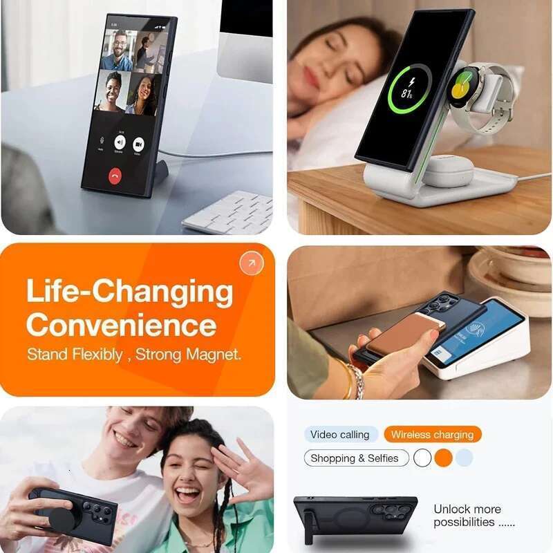 UYUXIO Magnetic Mobile Phone Case Kickstand for Samsung Galaxy S25 S24 S23 Ultra FE S22 Plus Cover Stand Cases with Holder