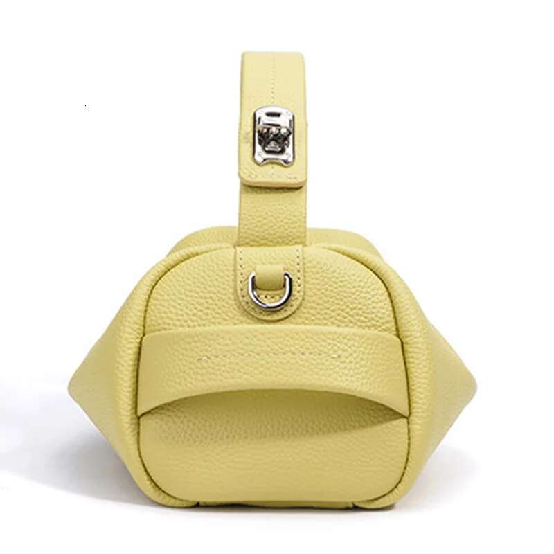 New genuine pillow handbag slanted head layer cowhide soft leather one-shoulder hand-held Boston women's bag