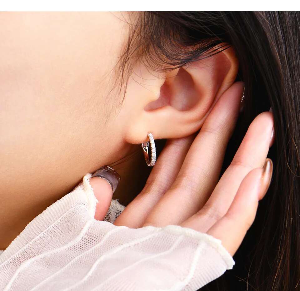 COSFIX Moissanite Hoop Earrings for Women Fashion Lab Diamond Earring S925 Silver Plated White Gold New 2023