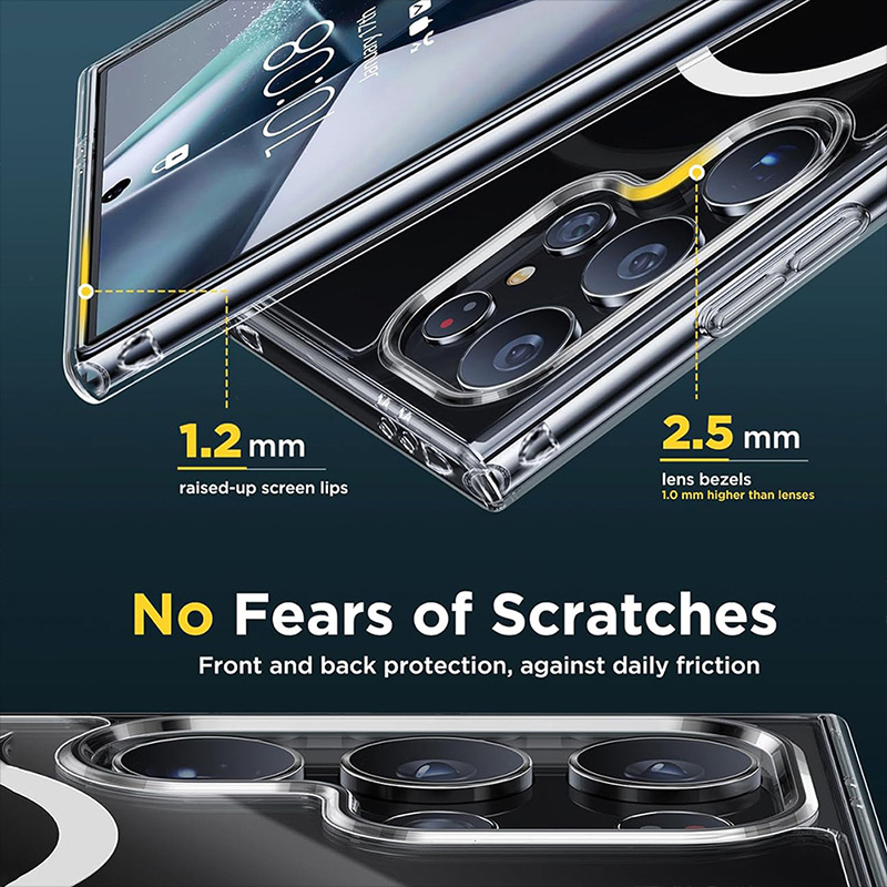 For Magsafe Clear Magnetic Phone Case For Samsung Galaxy S24 23 22 Ultra Plus Transparent Shockproof Wireless Charge Back Cover