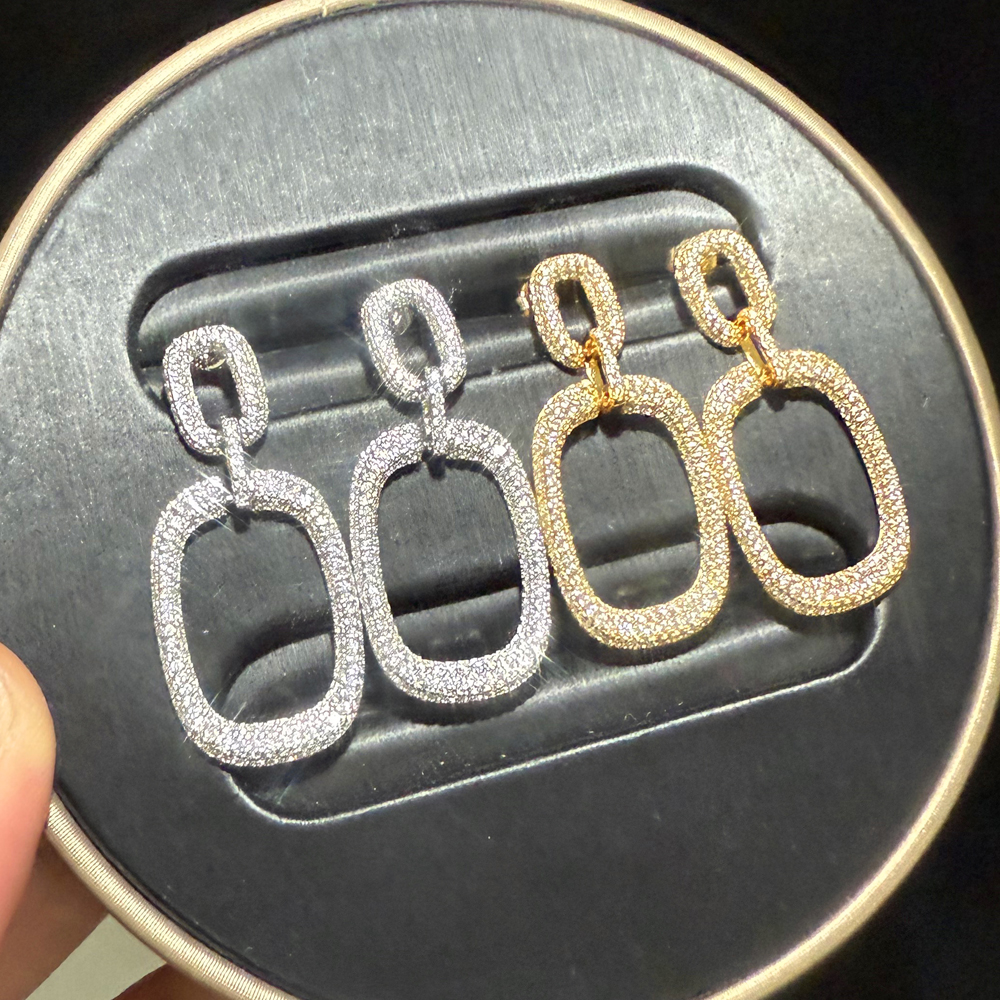 2025 NEW Fashion Minimalist Geometric Square Cubic Zirconia Big Huggies Hoop Earrings for Women Gold Color Wedding Jewelry Gift
