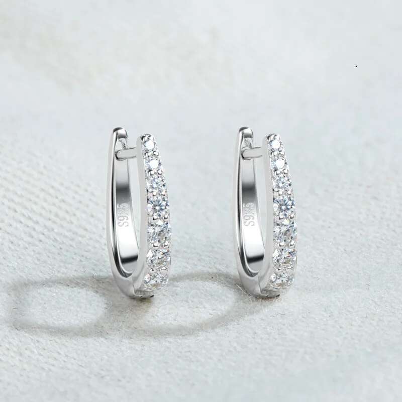COSFIX Real D Color Moissanite Hoop Earrings 925 Sterling Silver Woman Fashion Jewelry 2022 Wedding Birthday Christmas Gift