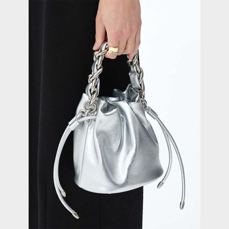 Women's Bags Designer Silver Bucket New Chain Handbag Luxury Fashion Leather Face Crossbody Bag