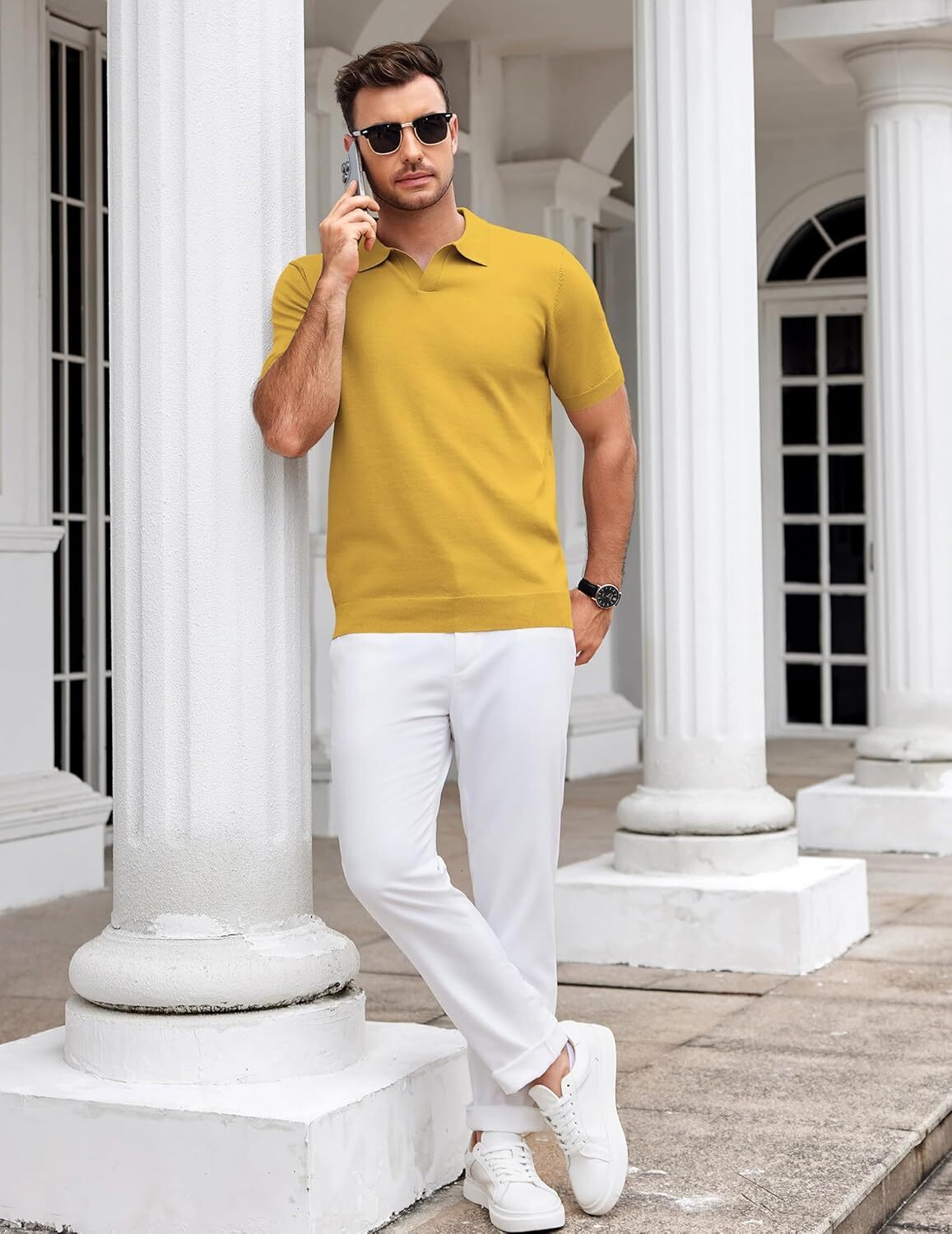 Mens Polo shirt Mens Shirts V Neck Short Sleeve Stretch Polo T Shirt Casual Golf Shirts Polos shirts tshirt Casual tops summer clothes
