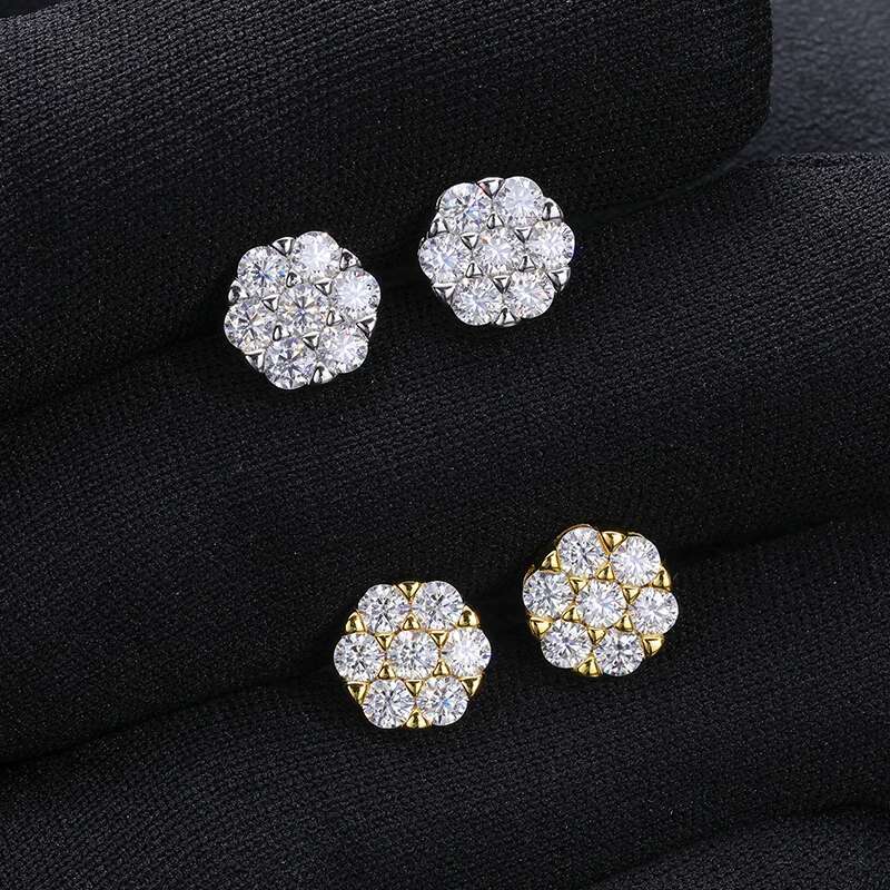 Classic Round Unisex Moissanite Earring For Women Sterling Silver 925 Earrings Mens Fashion Hip Hop Jewelry