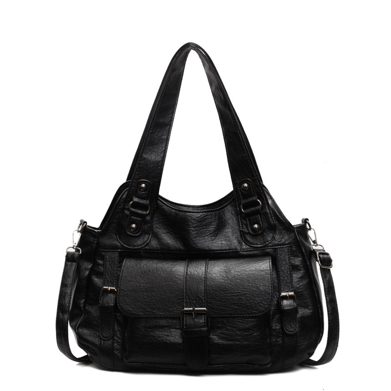 2025 New Fashionable Large Capacity Soft Leather Handheld Women's Casual Single Shoulder Crossover Tote Bag