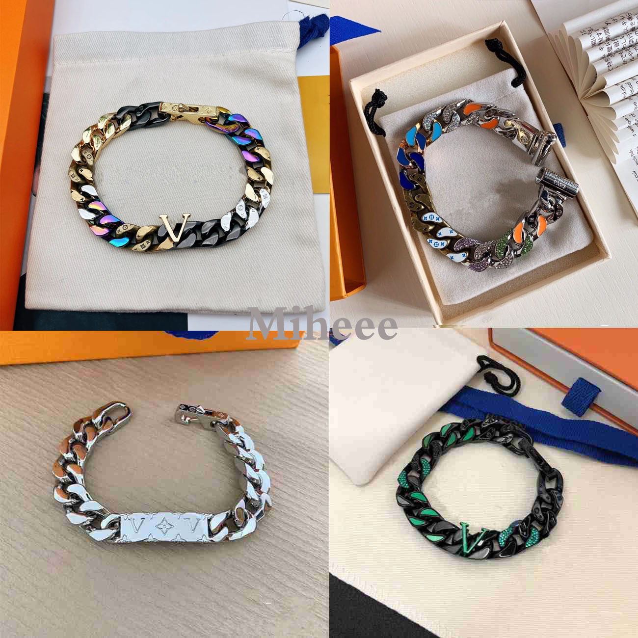 2025 Luxury designer quench 18k Gold Bamboo Color Metal Letter Bracelets for Women Man Thick Link Miami Cuban Chain LINKS PATCHES Bangle Stainless Steel Jewelry gift