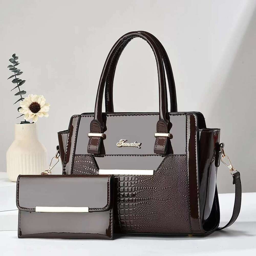 2Psc Set Handbags Large Capacity Women Bag Ladies Leather Tote Shoulder Bags