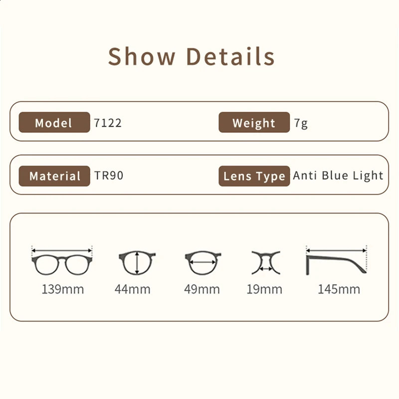 MOMOJA n Retro Round Optical Prescription Ultra Light Comfortable Glasses Frames For Men And Women 7122 250515