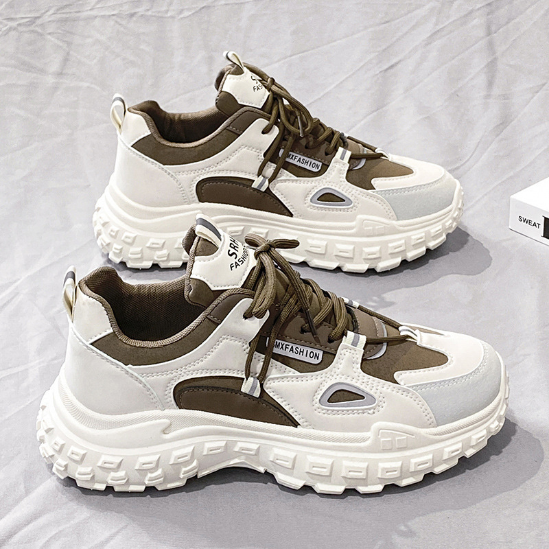 Designer casual shoes Internet celebrity hot men's shoes 2025 new spring versatile casual height increasing white sports port style dad ins trend