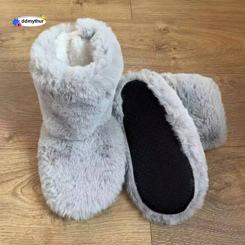 Home Womens Slipper Boots Winter Fur Contton Warm Plush Indoor Flat Fuzzy Fluffy Female Room House Shoes Flip Flop Ladies Slide ddmythur