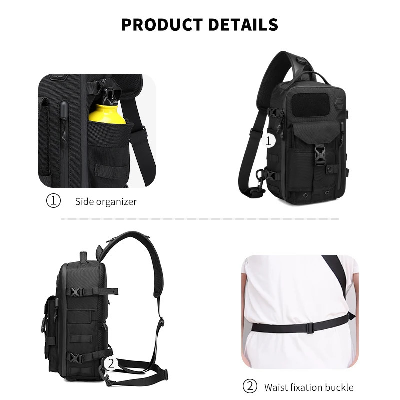 OZUKO Large Capacity Shoulder Bags for Male Waterproof Chest Bag Tactical Sling Messenger Bags Men Outdoor Sports Crossbody Bag 250519