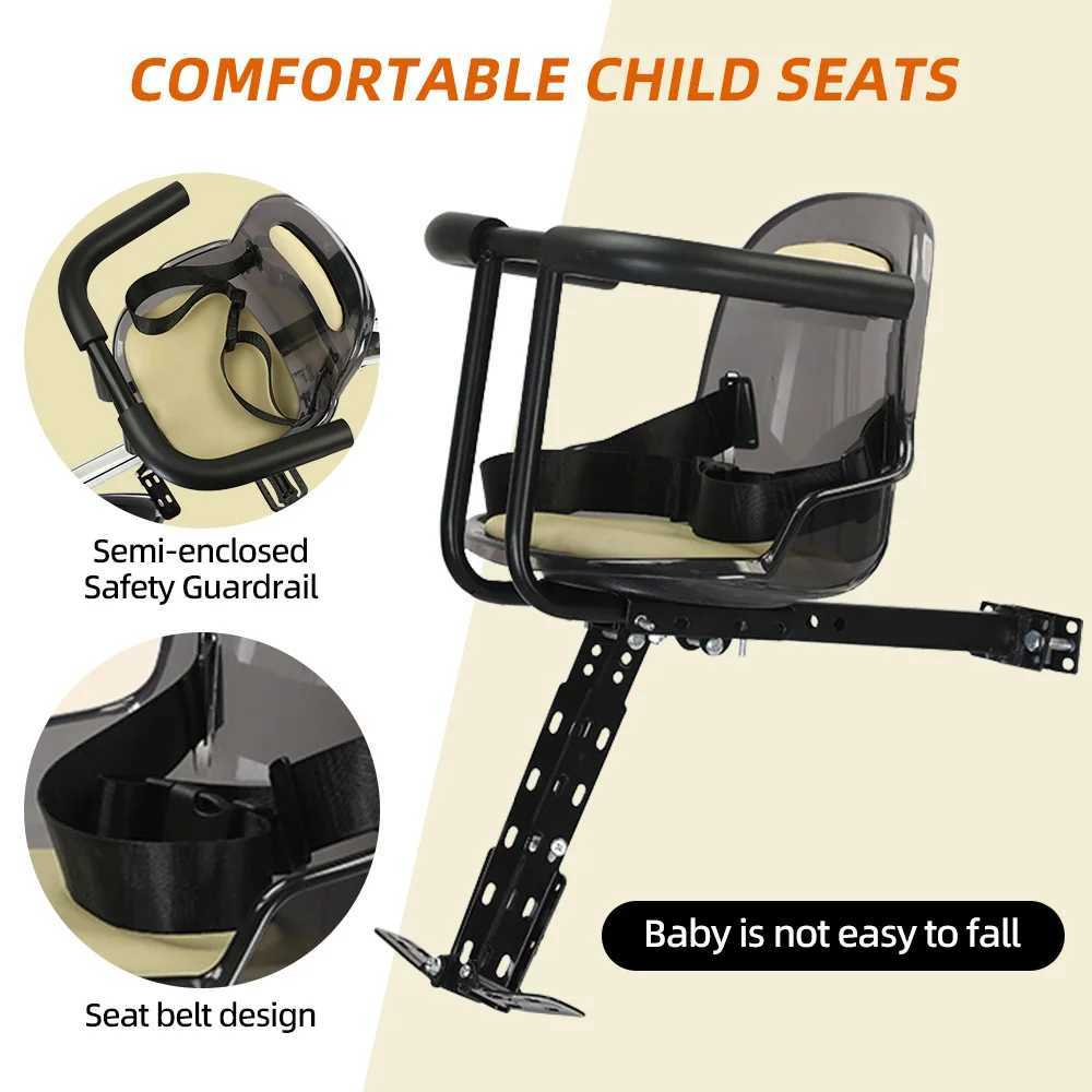 Front Mount Kids Bike Seat Mountain Bike Child Safety Seat with Guardrail and Safety Bicycle Seat Belt Bike Accessories R250520