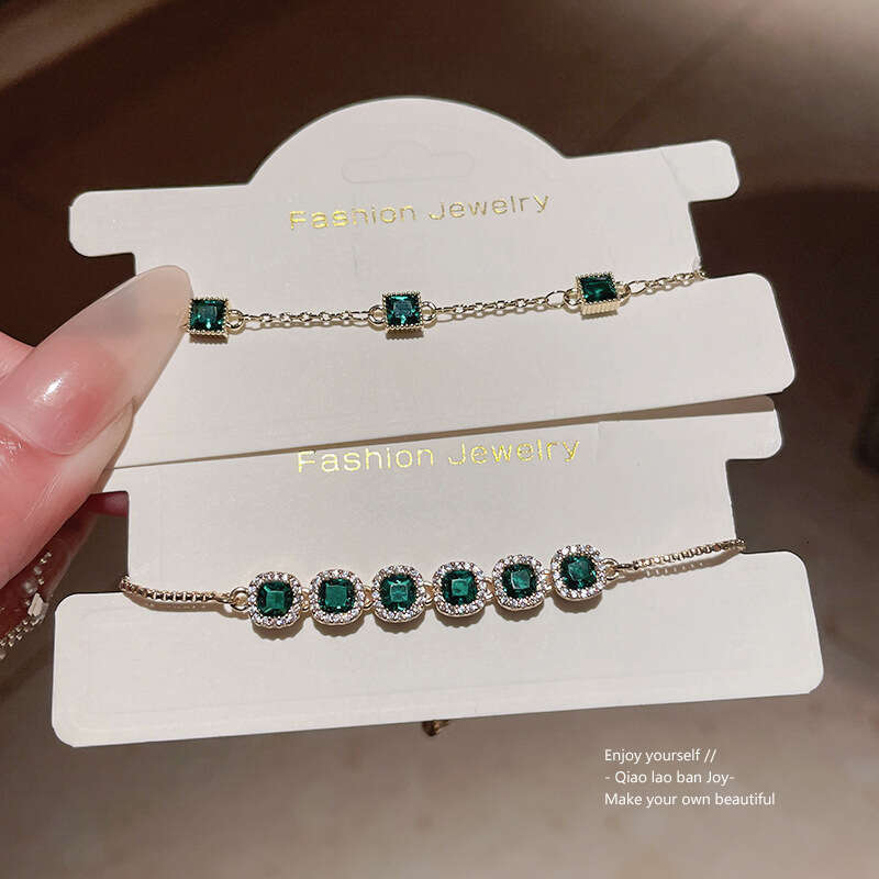 designer bracelet Real gold electroplated square zircon Korean light versatile bracelet, high-end and exquisite new style of jewelry