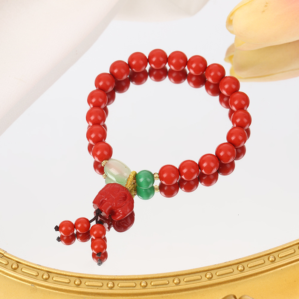 Internet celebrity new Chinese style red sand lotus flower elephant elastic bracelet, personalized and transport bracelet for women