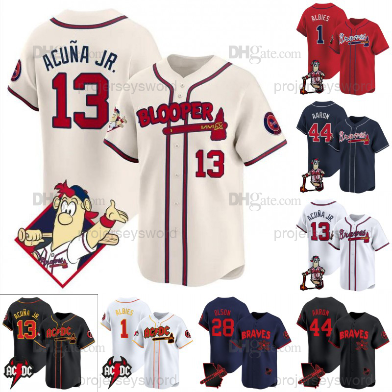 Ronald Acuna Jr. Braves Jersey With the Patch Marcell Ozuna Outkast Michael Harris II Austin Riley Matt Olson Ozzie Albies Hank Aaron Orlando Arcia Spencer Strider
