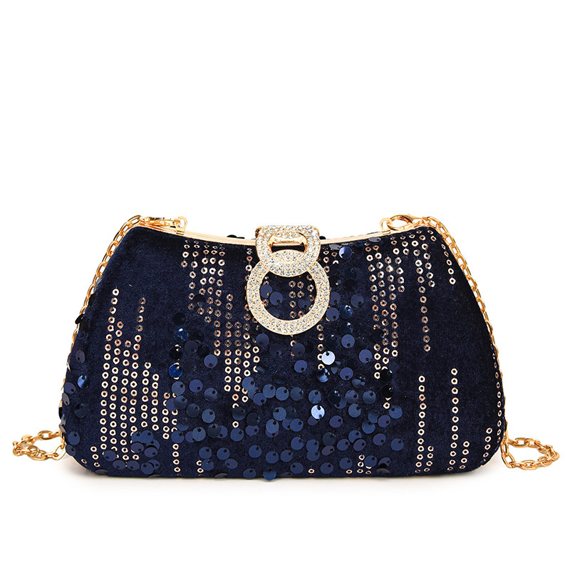 2024 New Trendy Texture Glitter Women's Simple Western Style Lock Chain Cross Shoulder Banquet Bag