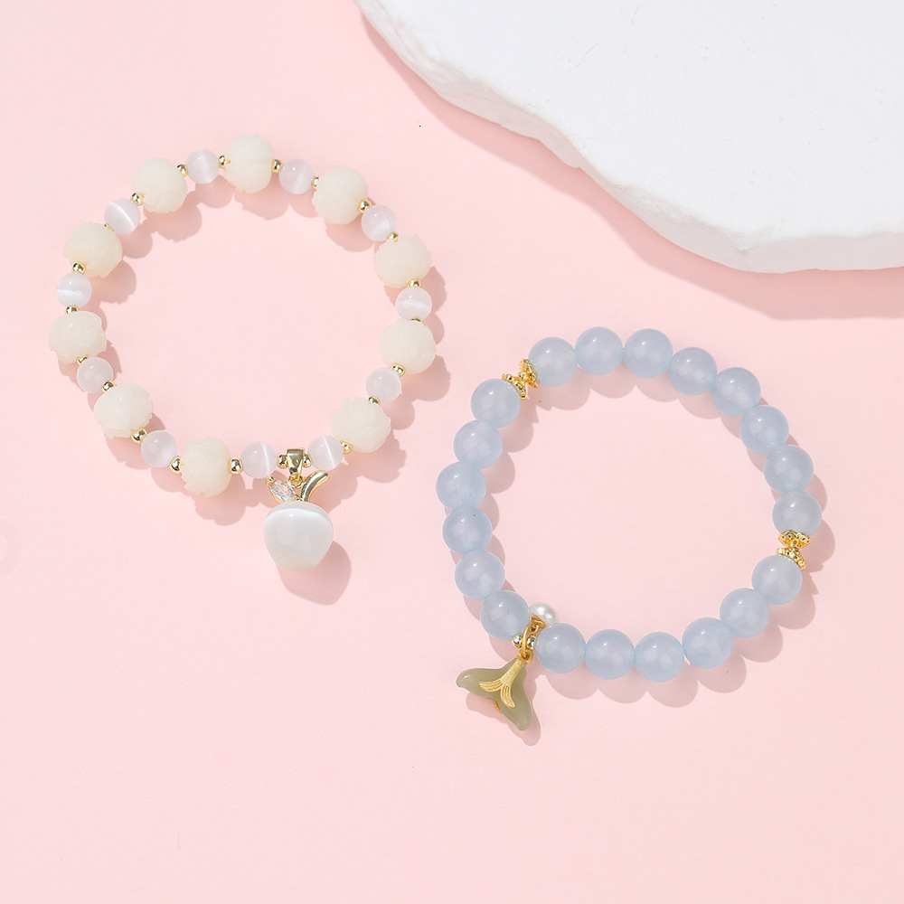 Small fresh cat's eye stone with high appearance students' antique birthday gift China-Chic style bodhi pendant bracelet