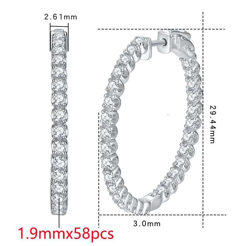COSFIX 100% 925 Sterling Silver Real 1.23ct Moissanite Earring Hoops For Women Sparkling Wedding Party Luxury Fine Jewelry Gift