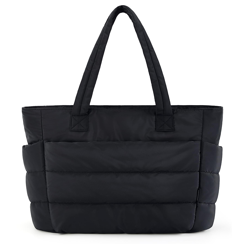 Puffy Quilted Tote Bag for Women Large Cotton Padded Shoulder Shopper Purse Lightweight Casual Handbag for Daily Use and Travel