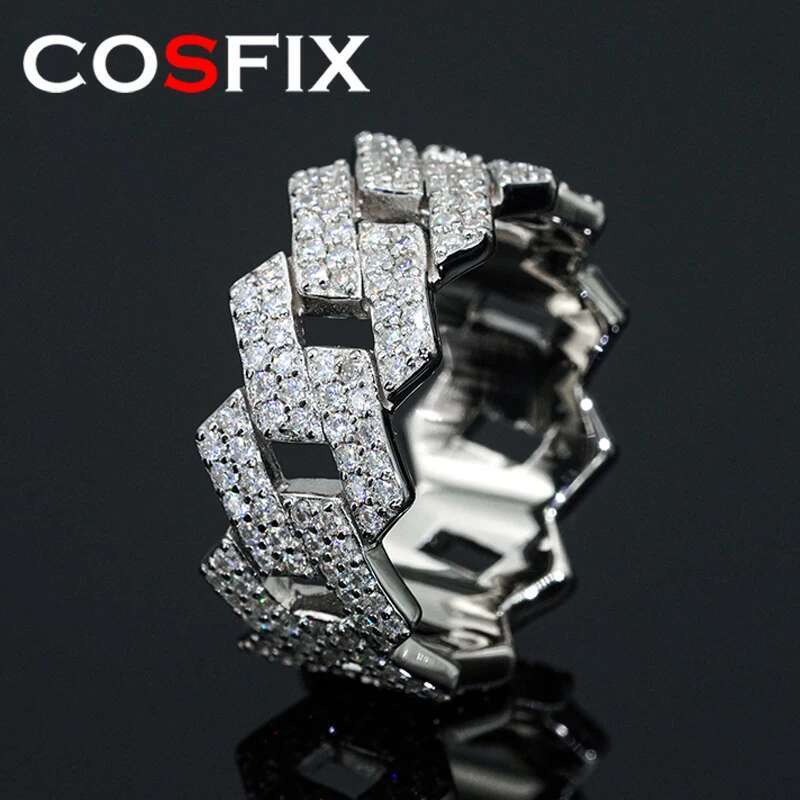 D Color Men Moissanite Ring s925 Silver 1.3mm Moissanite Ring for Women Luxury Mens Womens Full Moissanite Hiphop Rings 2023