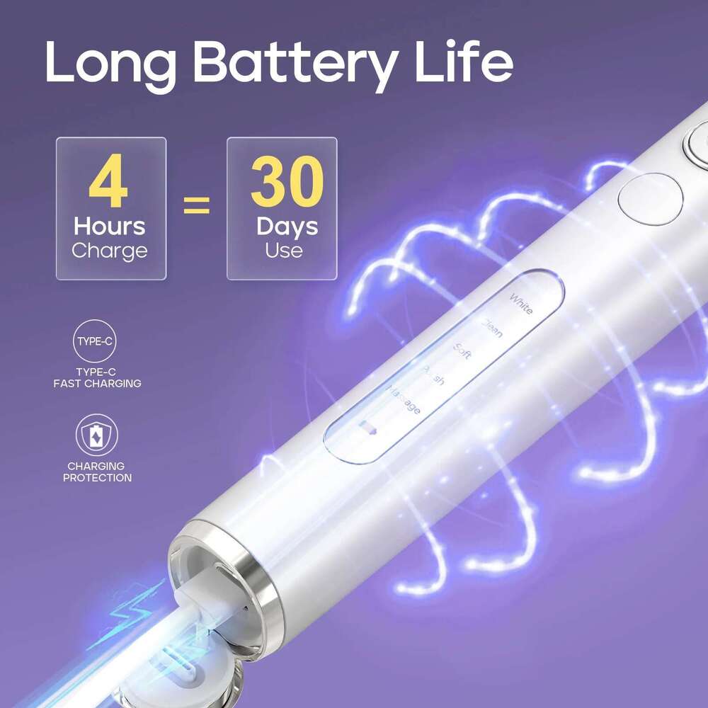 Seago Rotating Electric Rechargeable Teeth Cleaning with 8 Brush Toothbrush Heads 5 Modes Portable Smart Timer