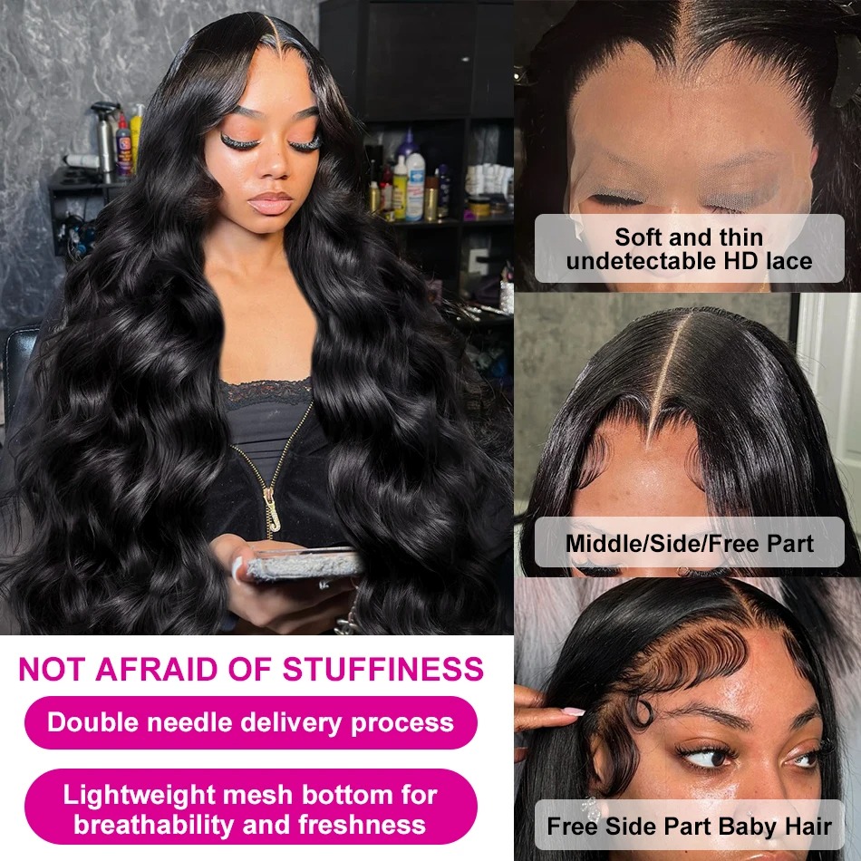 Body Wave 13x6 HD Transparent Lace Frontal Wigs Preplucked 32 34 Inch Black 13x4 Lace Front Human Hair Wig Glueless synthetic lace front wigs