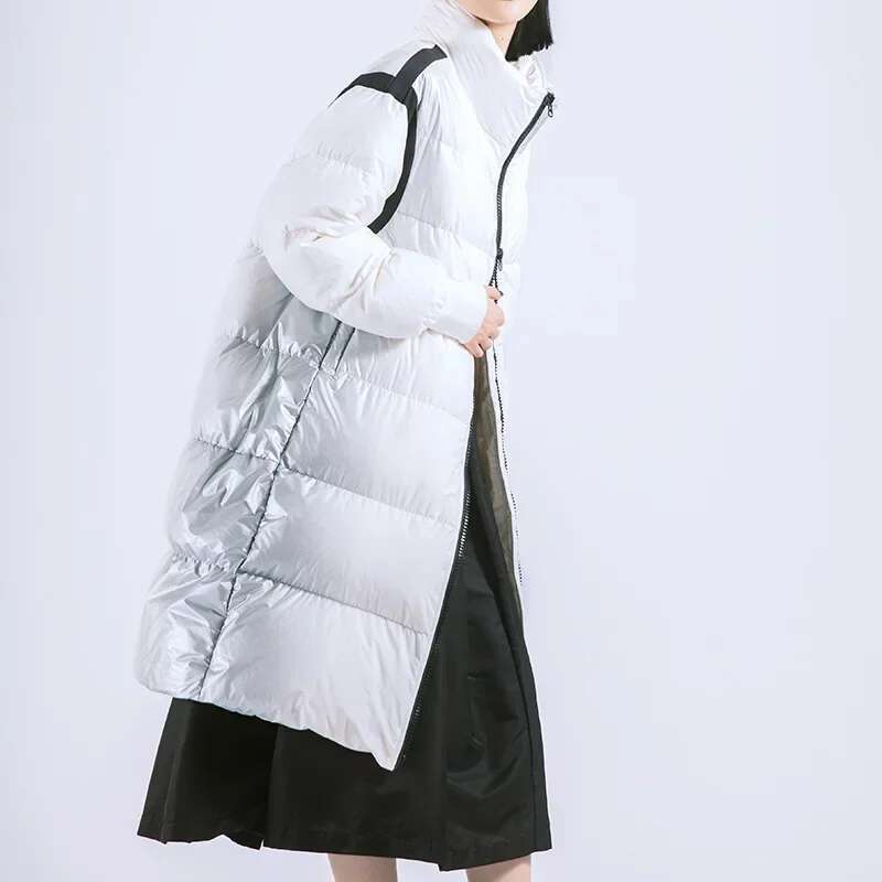 2022 Winter New Jacket Women's Lengthened Style Fashion Trend Loose Gradient Technology White Duck Down Thick Warmth Coat Designer