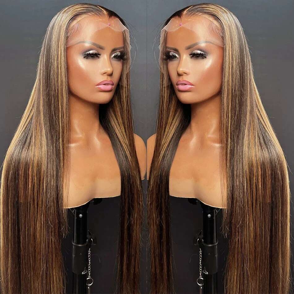 50 52 Long Inch Highlight 13x4 13x6 HD Lace Frontal Wig P4/27 Colored Straight Human Wigs For Women 200 Density Remy Hair
