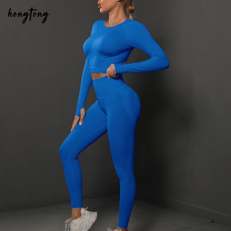 Yoga set gym set pilates women long sleeve pants two piece setskinny quick dry breathable moisture wicking outdoor running workout clothes size s-l