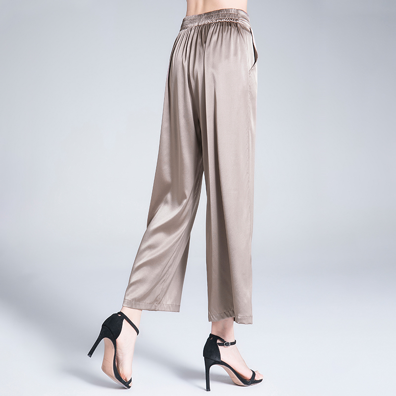OC60502 Duty Free Women's Straight-Legged Trousers Made of Fine Mulberry Silk - Lightweight & Flowing Design