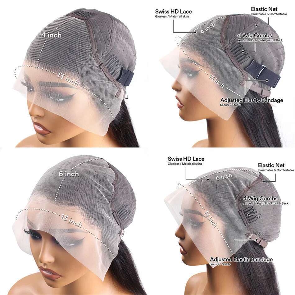 30 40 Inch Body Wave 13x6 Hd Transparent Frontal Human High Density Lace Front Wig Black Women Brazilian Hair Wigs