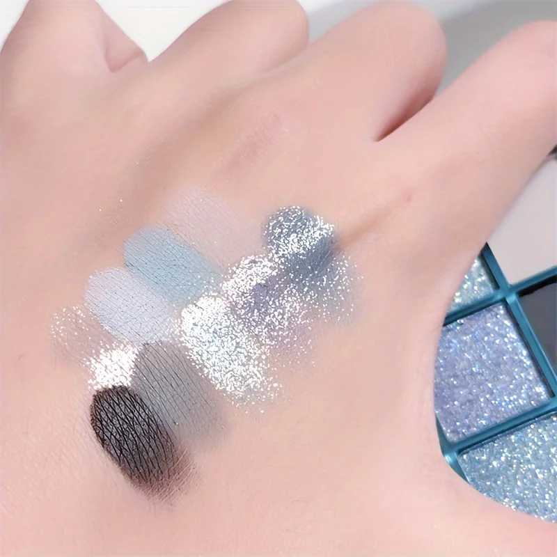 9 Color Blue Sky Eyeshadow Palette Matte Waterproof Long lasting Eyeshadow for Christmas Eye Makeup Smoky Blue Black Effects W250520